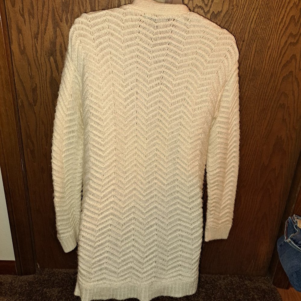 Massimo White Open Sweater With Pockets size Medium - Picture 4 of 7